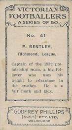 1933 Godfrey Phillips Victorian Footballers (A Series of 50) #41 Percy Bentley Back